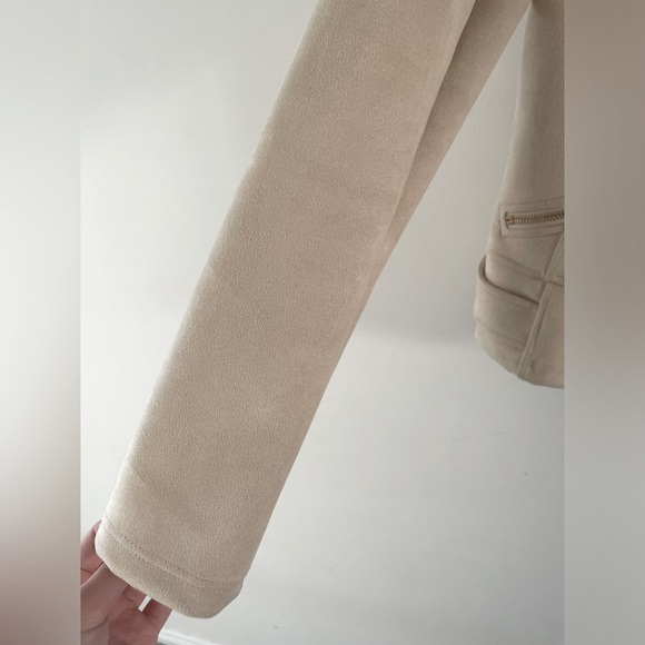 Suede Beige Moto Jacket - Picture 3 of 9